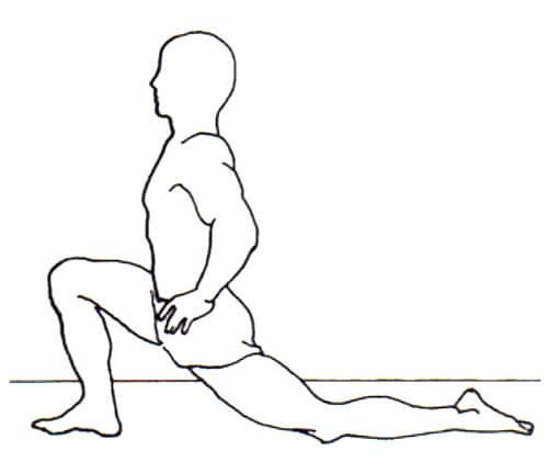 man performs deep stretch for psoas muscle pain relief