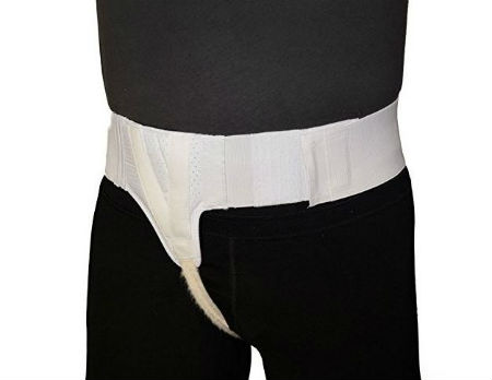 sports hernia belt worn on one side of the inguinal ligament