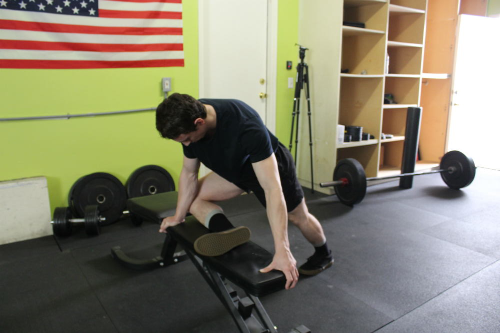 Bench Hip External Rotator Stretch