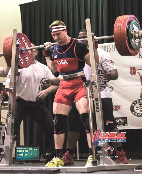 John Hack Wears Powerlifting Wrist Wraps During Squats At An IPF Competition