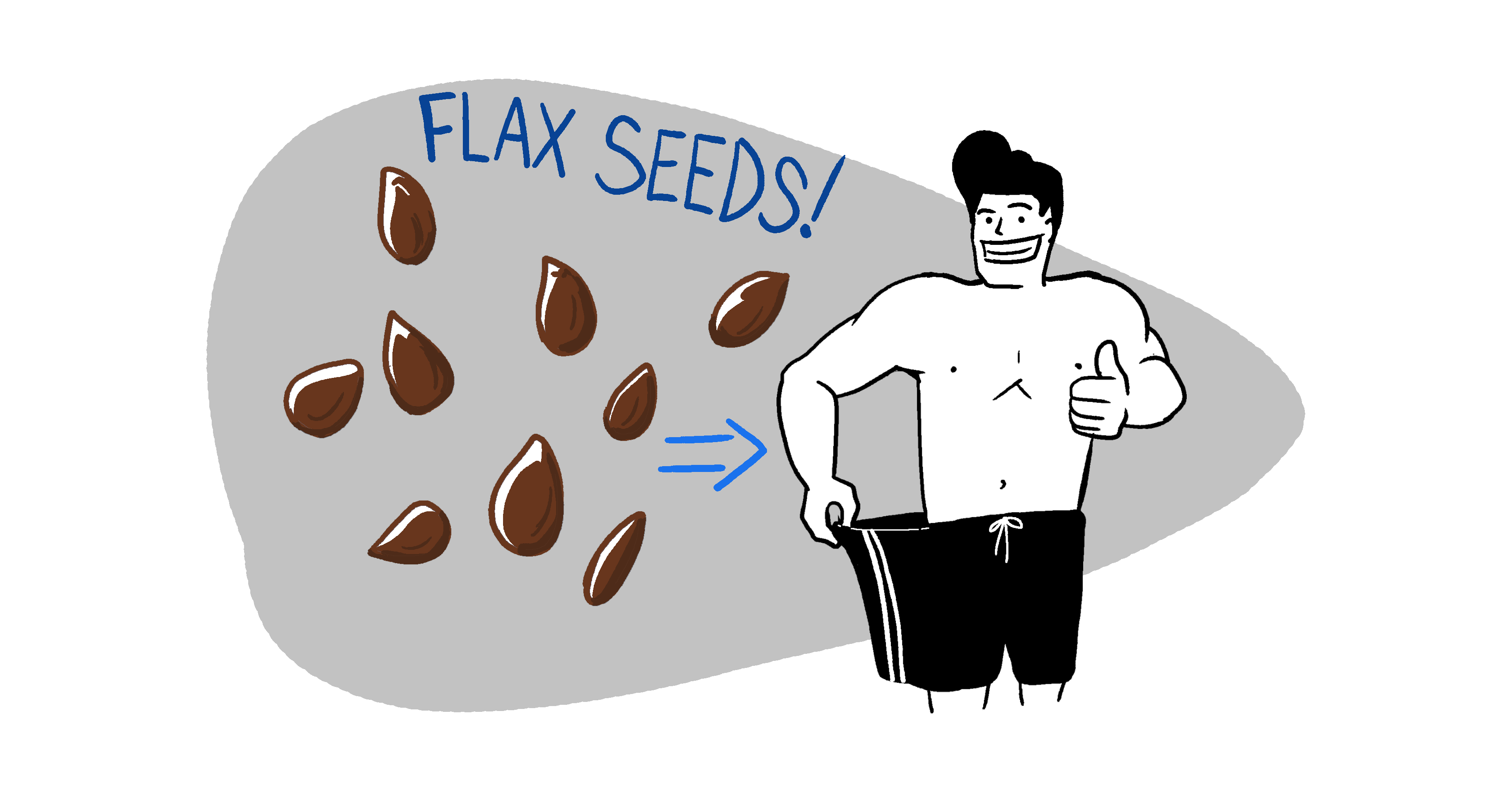 A man giving the thumbs up while he's showing his waist has shrunk after incorporating flaxseeds into his diet.