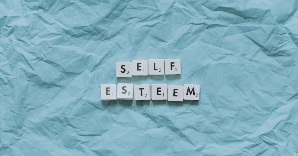 Scrapple pieces that say "self esteem".