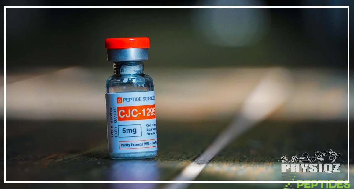 A bottle of 5 mg bottle CJC-1295 that is commonly used as injections for peptide therapy. 