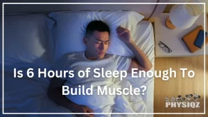 A man is having trouble sleeping in bed, half his body is covered in blanket while wondering how little sleep he can get away with or is 6 hours of sleep enough to build muscle, or is 7 hours of sleep enough to build muscle even better when stacking on mass.