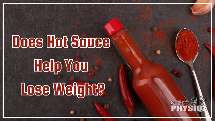 On the table sits a glass bottle of hot sauce, accompanied by a small spoonful of chili powder, a red chili pepper, a garlic clove, and several black peppercorns meticulously arranged nearby.