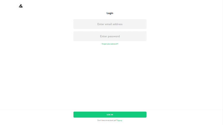 Asana Rebel log in page screenshot with a logo of the website in the upper left corner and a input box for email and password with green login button.