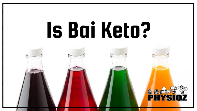 Four bottles of Bai drinks are arranged against a clean white background, each with a white cap and containing liquids of different colors: red, green, orange, and black.